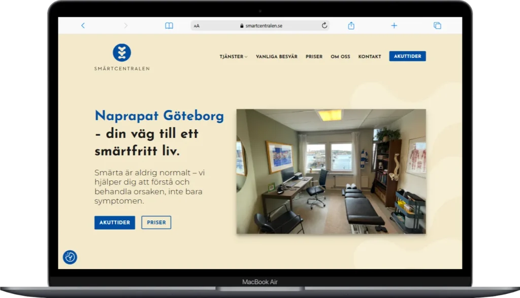 Naprapat hemsida referens smärtcentralen - smartcentralen.se hemsida