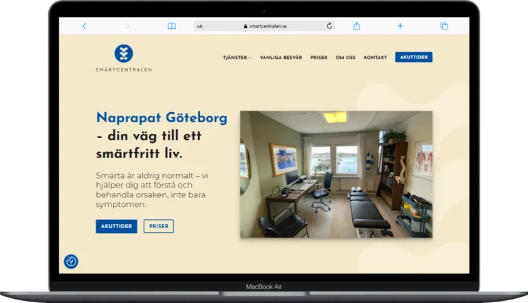 Naprapat hemsida referens smärtcentralen - smartcentralen.se hemsida